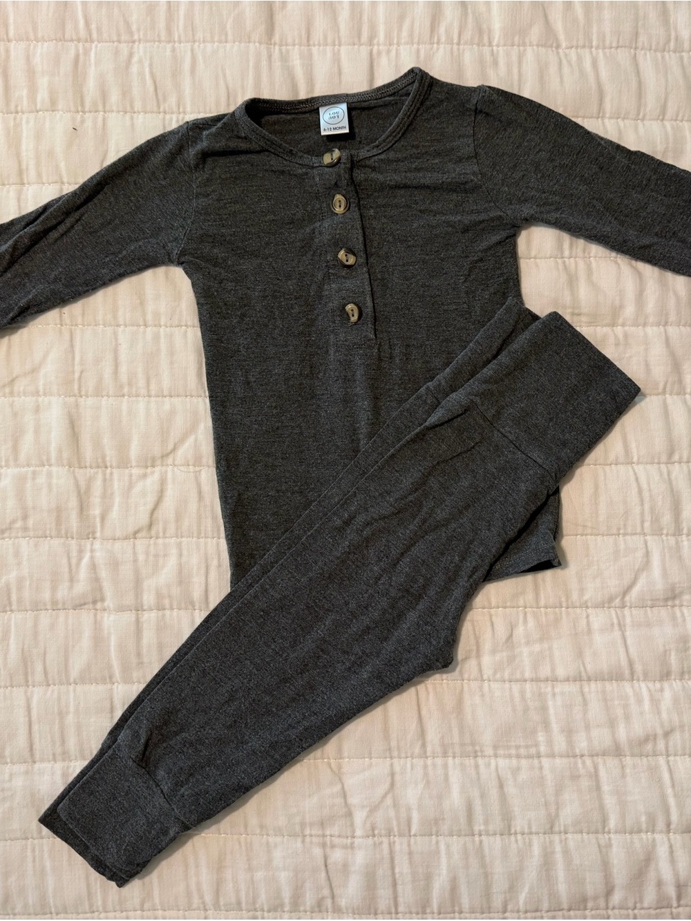 Lou Lou & Company Charcoal Grey Henley Kids Pajama Set